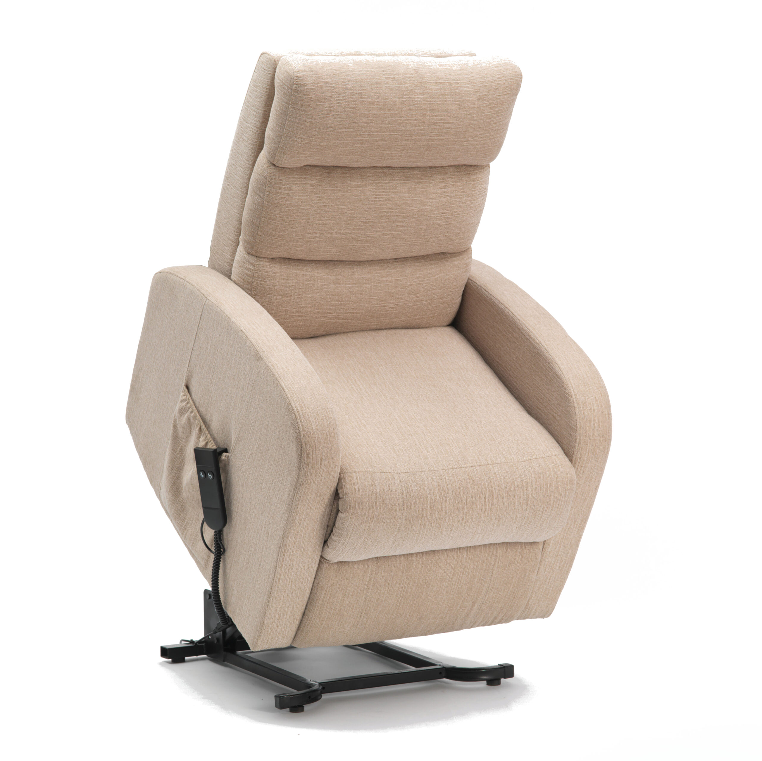 Featured image for “Three Tier Back Fabric Single Motor Riser Recliner in Oatmeal”